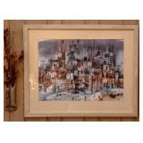 Framed Original Artwork - Watercolor by Doris White, Signed & Dated 1958