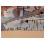 Framed Original Artwork - Watercolor by Doris White, Signed & Dated 1958