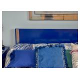 Vintage King-Size Royal Blue Lacquer Headboard / Bed