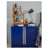 Vintage Blue Lacquer 2-Door Nightstand (there are a pair of these)