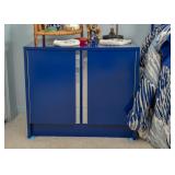 Vintage Blue Lacquer 2-Door Nightstand (there are a pair of these)