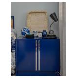 Vintage Blue Lacquer 2-Door Nightstand (there are a pair of these)