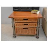 Contemporary Metal, Wood & Wicker End Table