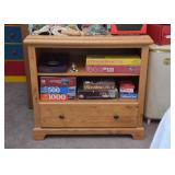 Wood Nightstand with Shelves & Drawer