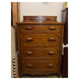 Vintage Highboy Chest of Drawers with Carved Pulls