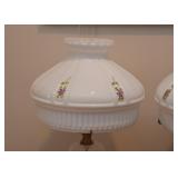 Vintage Table Lamps with Hand Painted Milk Glass Shades