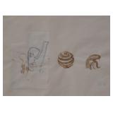 Contemporary Framed Artwork / Drawing (Initials & Date)