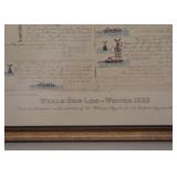 Framed Print of Whale Ship Log, Winter 1838