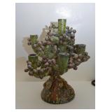 Mexican Folk Art Pottery Tree of Life Candelabra / Candle Holder 