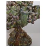 Mexican Folk Art Pottery Tree of Life Candelabra / Candle Holder 