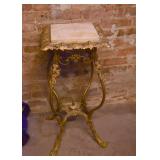 Antique Gilt Pedestal Plant Stand with Marble Top