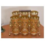 Vintage Barware / Bar Glasses with Carry Rack