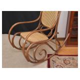 Vintage Bentwood Rocking Chair with Rattan Back & Seat