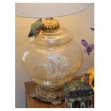 Vintage Etched Glass Table Lamp