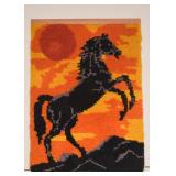 Vintage Latch Hook Rug Wall Hanging 