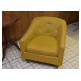 Pair of Vintage Gold Upholstered Barrel Chairs