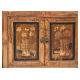 Rustic, Distressed Cabinet with Painted Doors (approx. 27" L x 15" W x 33" H)