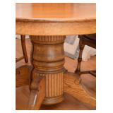 BUY IT NOW! $600 - Antique Oak Pedestal Dining Table with Claw Feet and 4 Spindle Back Armchairs