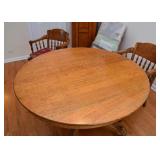 BUY IT NOW! $600 - Antique Oak Pedestal Dining Table with Claw Feet and 4 Spindle Back Armchairs