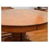 BUY IT NOW! $600 - Antique Oak Pedestal Dining Table with Claw Feet and 4 Spindle Back Armchairs