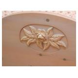 BUY IT NOW! $300 - Queen Size Pickled Pine Bed with Headboard & Footboard, Carved Rose Detail