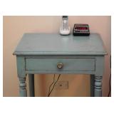 BUY IT NOW! $120 - Distressed Teal Paint Spindle Leg Side Table with Drawer