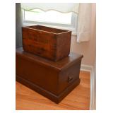 Antique Wood Trunk & Wooden Advertising Crate