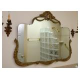 Antique Wall Mirror with Brass & Enamel Medallion