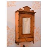 Small Wood Wall Cabinet with Bamboo Detail