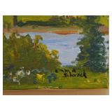 Original Emma Schrock Folk Art Painting, Signed & Dated