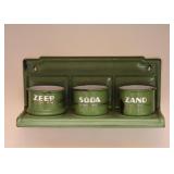 Vintage Green Enamelware Dutch Laundry Set / Utility Canisters