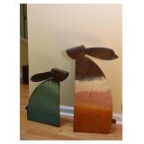 Metal Rabbit Sculptures / Garden Art