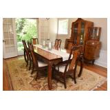 $700 - Chinoiserie Dining Table w/ 2 Leaves & 8 Chairs (approx. 68