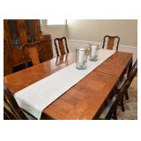 $700 - Chinoiserie Dining Table w/ 2 Leaves & 8 Chairs (approx. 68" L x 44" W x 30" H without leaves