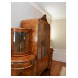 $4,000 - Rare Antique Curved Beidermeier Burlwood Veneer Gentleman