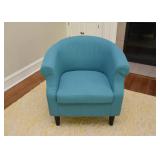$100 Each - Pair of Contemporary Teal Barrel Accent Chairs