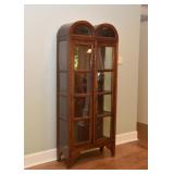 $350 - Rustic Wood Display Cabinet with Double Arched Top (approx. 31.5" L x 13.5" W x 75" H)