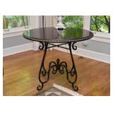 $400 - Round Occasional Table with Metal Base & Striated Wood Grain Top (approx. 37.5" D x 30" H)