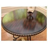 $400 - Round Occasional Table with Metal Base & Striated Wood Grain Top (approx. 37.5" D x 30" H)