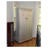 $200 - Vintage Silver Painted Armoire  (approx. 36" L x 18" W x 72" H, cut out in back for TV)
