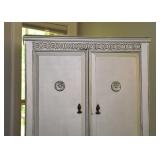 $200 - Vintage Silver Painted Armoire  (approx. 36" L x 18" W x 72" H, cut out in back for TV)