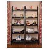 $100 each - Pair of Black Leaning Bookshelves (each approx. 25" L x 74" H)
