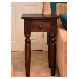 $120 - Rustic Wood End Table with Drawer (approx. 17" L x 14.75" W x 29" H)