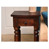 $120 - Rustic Wood End Table with Drawer (approx. 17" L x 14.75" W x 29" H)