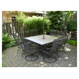 $1, 000 - Quality Square Patio Dining Table with Interchangable/Removable 12" Tiles and 8 Chairs 
