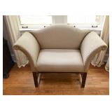 Vintage Upholstered Camelback Settee 