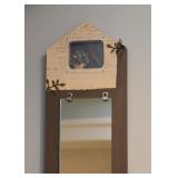 Long Narrow Wall Mirror with Bird Shadowbox at Top