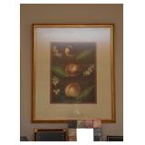 Gold Framed Botanical Art Print (Peaches)
