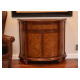 BUY IT NOW! $400 - Burlwood Demilune Cabinet (approx. 41.5" L x 21" W x 36" H)