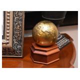 Brass Globe with Wooded Stand